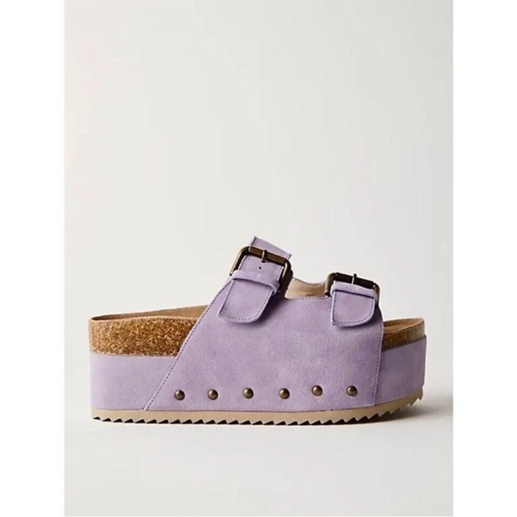 Free People x Intentionally  Rule Breaker Platform Suede Sandals Sz 7 NIB - Picture 1 of 12